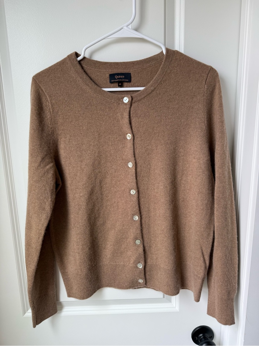 Quince Women's Brown Crewneck Button Cardigan
